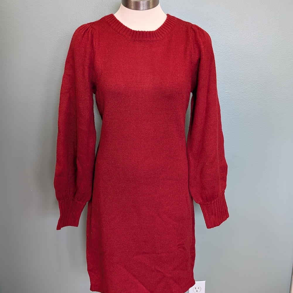 New York & Company Red Long Sleeve Dress